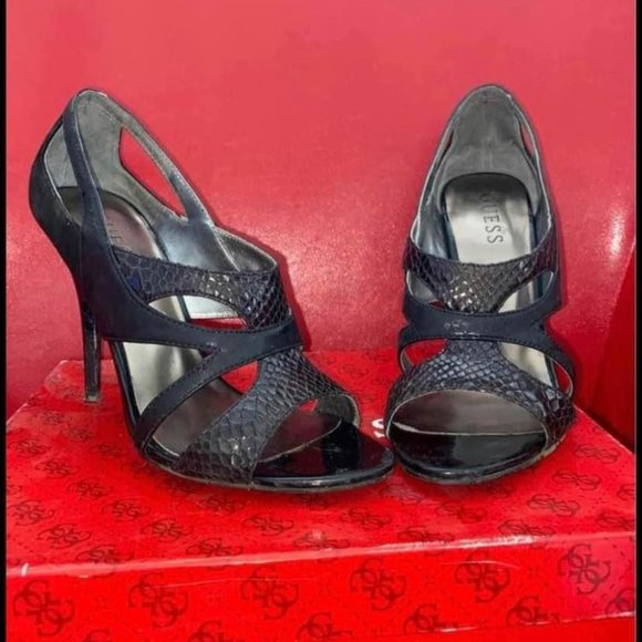 Black Snakeskin GUESS Heels - Picture 2 of 2
